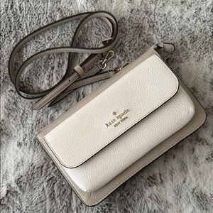Kate Spade Cream Crossbody Bag with Flap Closure